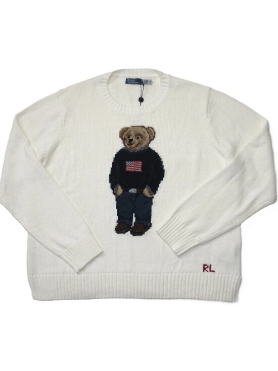 NWT Polo Ralph Lauren Women's Polo Bear Flag Linen-Cotton Crewneck Sweater XXL - Picture 2 of 8